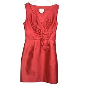 Kate Spade Mina Dress Size 8 Strawberry Silk Sleeveless Bow Waist Party Cocktail